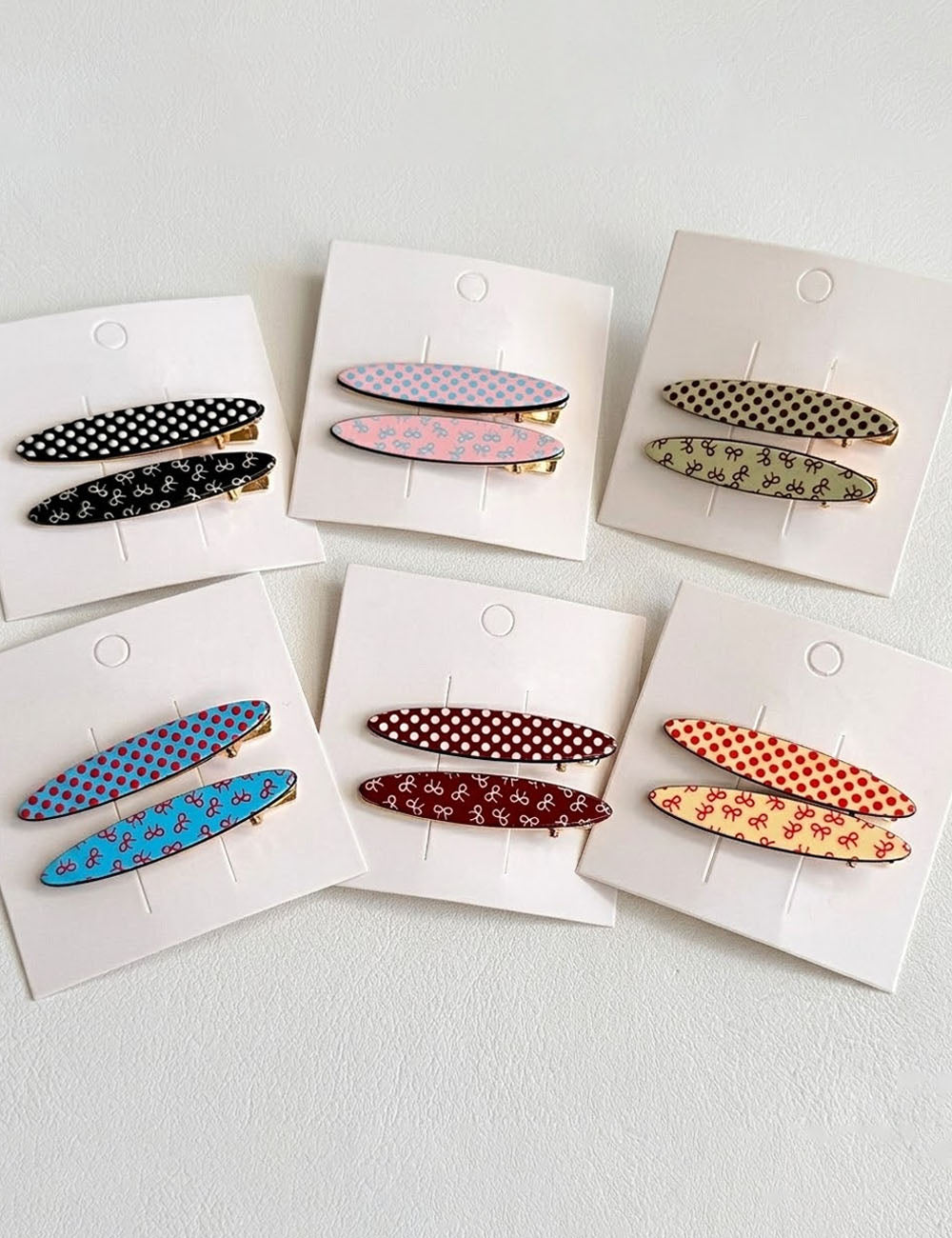 Sweet Polka Dots Bow Knot Print Hair Clip 8AS6HCP343T