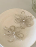 Elegant Pearl Beaded Flower Side Hair Clip 8AS6HCP349L