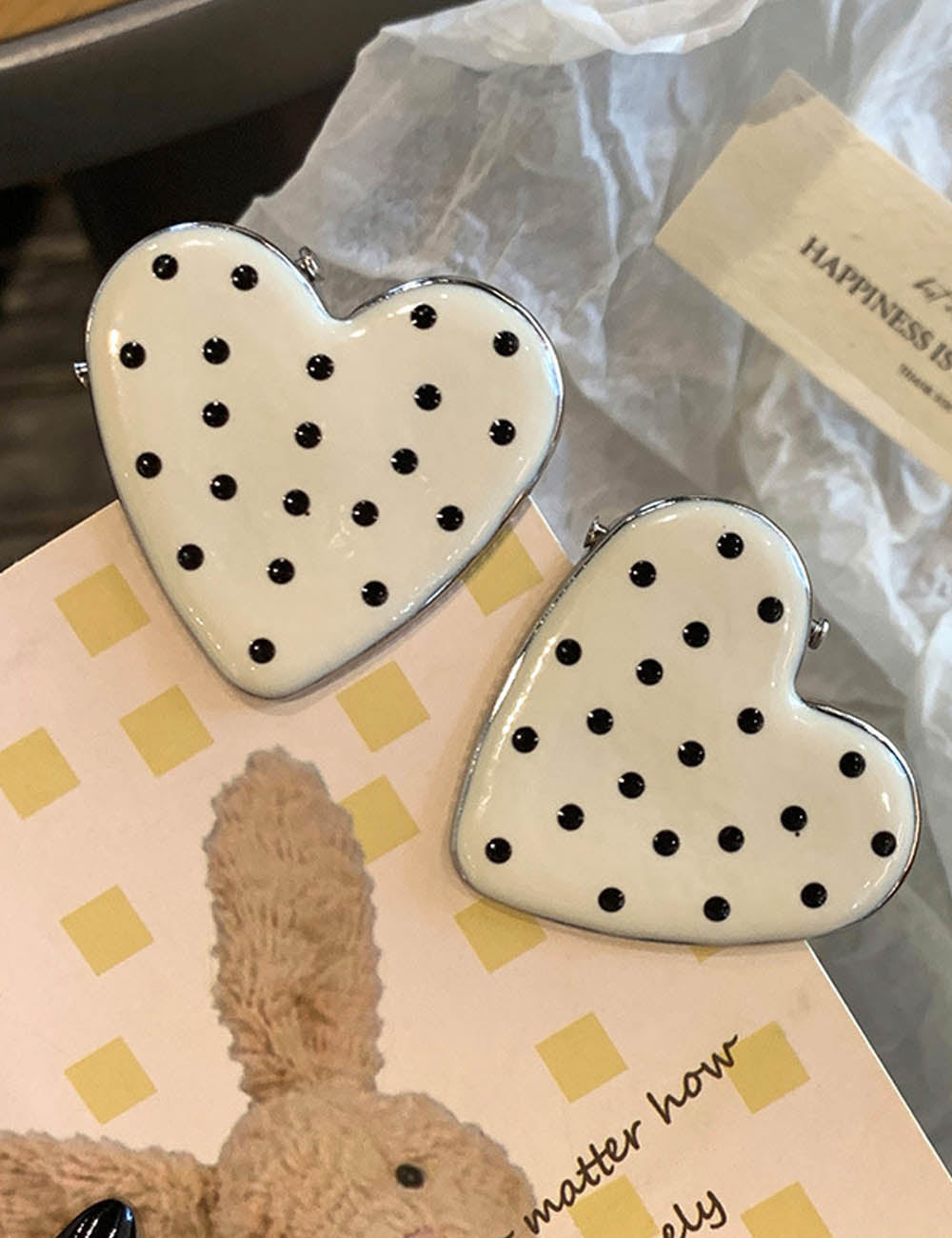 Cute Polka Dots Love Heart Duckbill Hair Clip MK2PM6W6HCP09