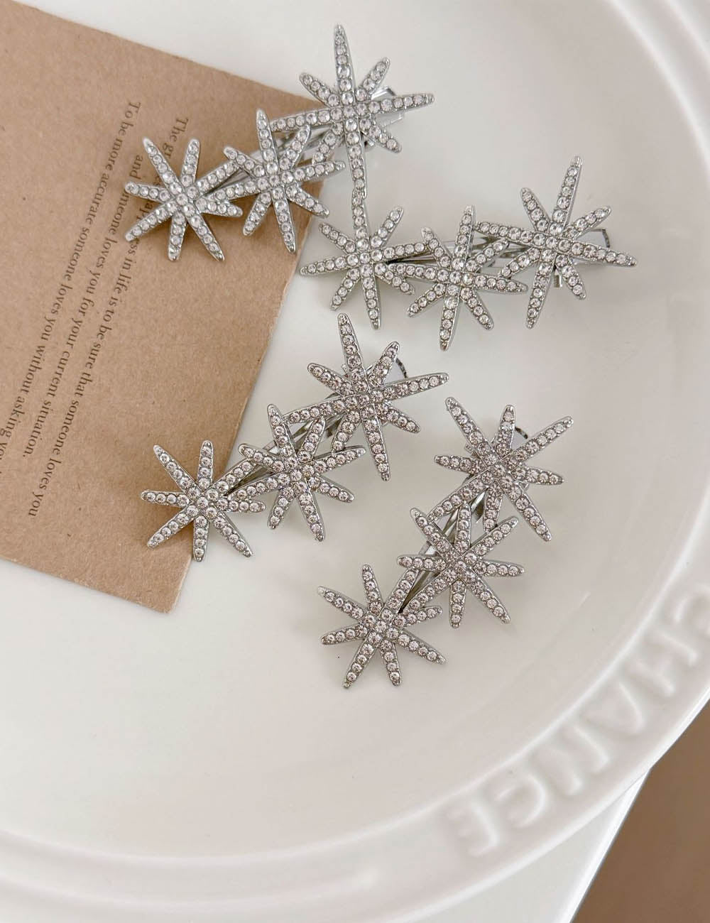Elegant Snowflake Rhinestones No Bend Hair Clip MK2PM6W6HCP06