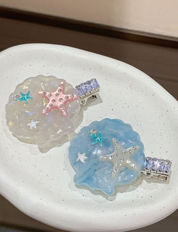 Trendy Shell Starfish Rhinestones Acetate Hair Clip 8AS6HCP386L