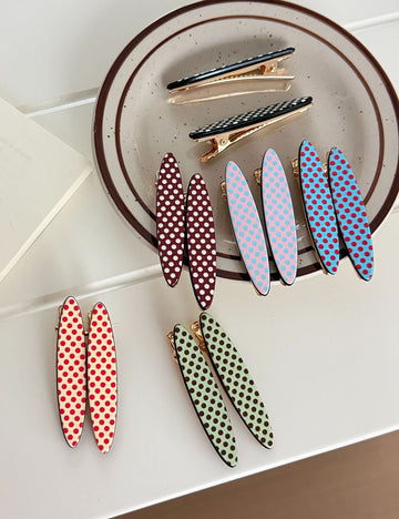 Vintage Polka Dots Oval Duckbill Hair Clip 8AS6HCP389L