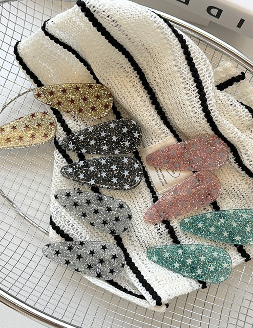 Elegant Glitter Star Pattern Droplet Hair Clip 8AS6HCP393L