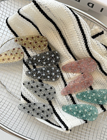 Elegant Glitter Star Pattern Droplet Hair Clip 8AS6HCP393L