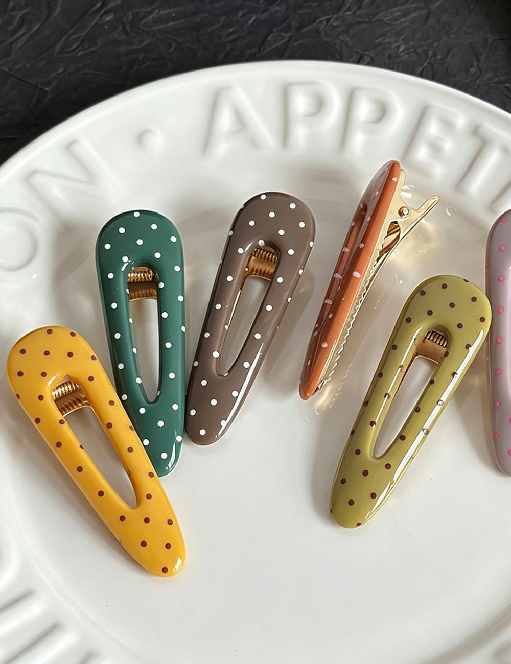 Vintage Polka Dots Hollow Acetate Hair Clip 8AS6HCP396L