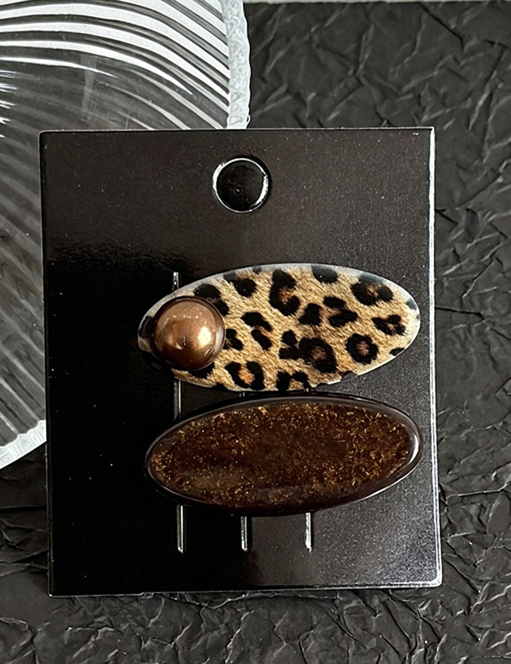 Retro Oval Leopard Pattern Duckbill Hair Clip 8AS6HCP397L