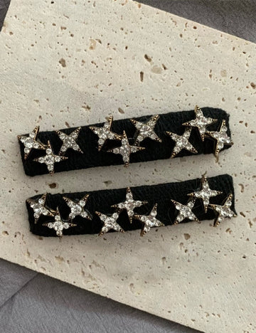 Trendy Rhinestone Star Non Crease Side Hair Clip 8AS6HCP503L