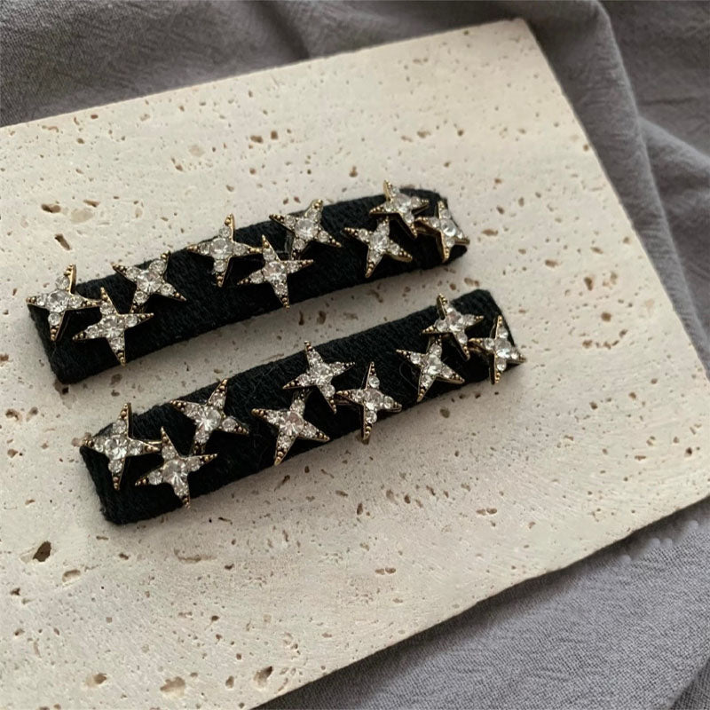 Trendy Rhinestone Star Non Crease Side Hair Clip 8AS6HCP503L