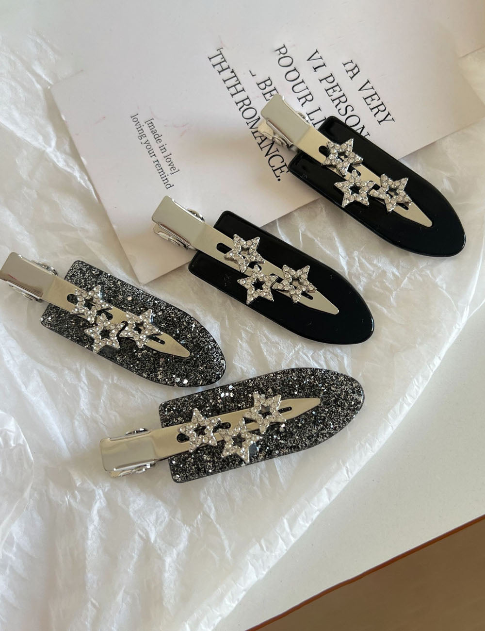 Sparkly Rhinestone Star No Crease Side Hair Clip 8AS6HCP507L