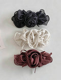 Elegant Polka Dots Rose Flower Hair Barrette 8AS6HCP511L