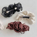 Elegant Polka Dots Rose Flower Hair Barrette 8AS6HCP511L