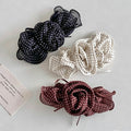 Elegant Polka Dots Rose Flower Hair Barrette 8AS6HCP511L