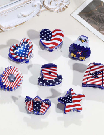 Stylish USA Flag Love Shape Nonslip Hair Clip 8AS6HCP58T
