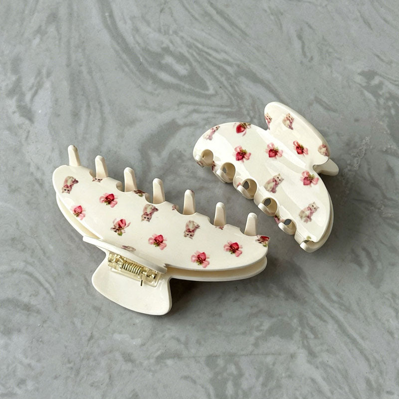 Cute Solid Color Strawberry Cat Print Hair Clip 8AS6HCP93L