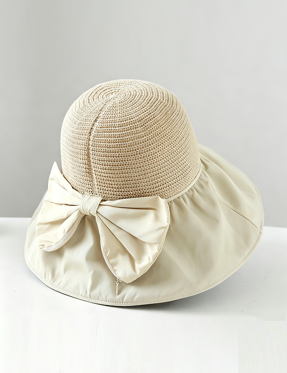 Eleagnt Bow Knot Outdoor Wide Brim Sun Hat 8BK6HAT161T