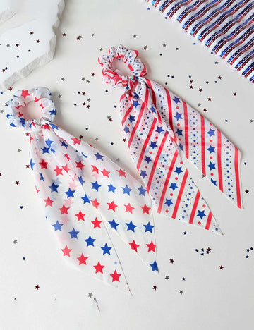 Trendy USA Flag Color Block Stretchy Hair Tie 8BK6HSR16T