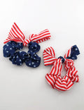 Cute Red Striped Bowknot Scrunchies Hair Tie 8BK6HSR22L