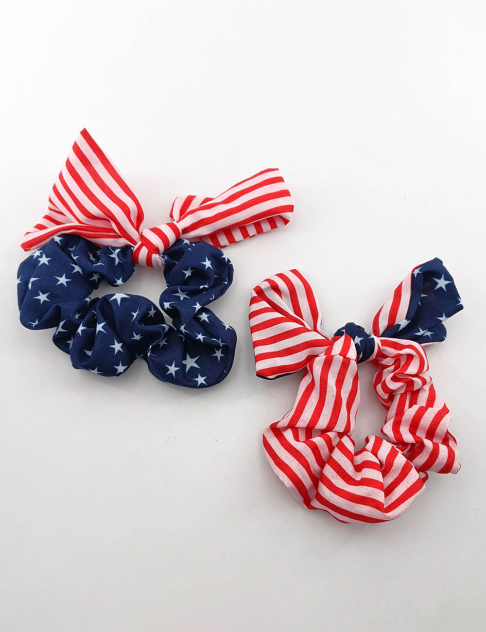 Cute Red Striped Bowknot Scrunchies Hair Tie 8BK6HSR22L