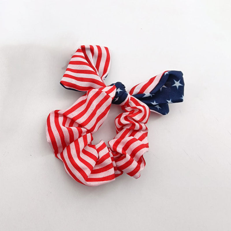 Cute Red Striped Bowknot Scrunchies Hair Tie 8BK6HSR22L