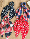 American Flag Bowknot Stretchy Scrunchies Hair Tie 8BK6HSR23L
