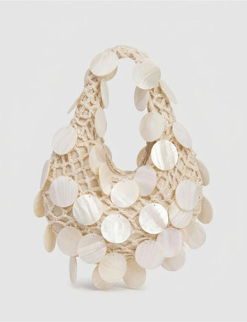 Trendy Hollow Woven Round Shell Beach Handbag 8BW6BBG439