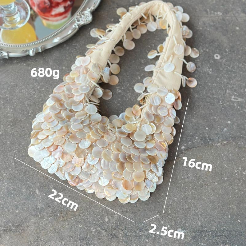 Vintage Natural Shell Handmade Evening Tote Bag 8BW6BBG414