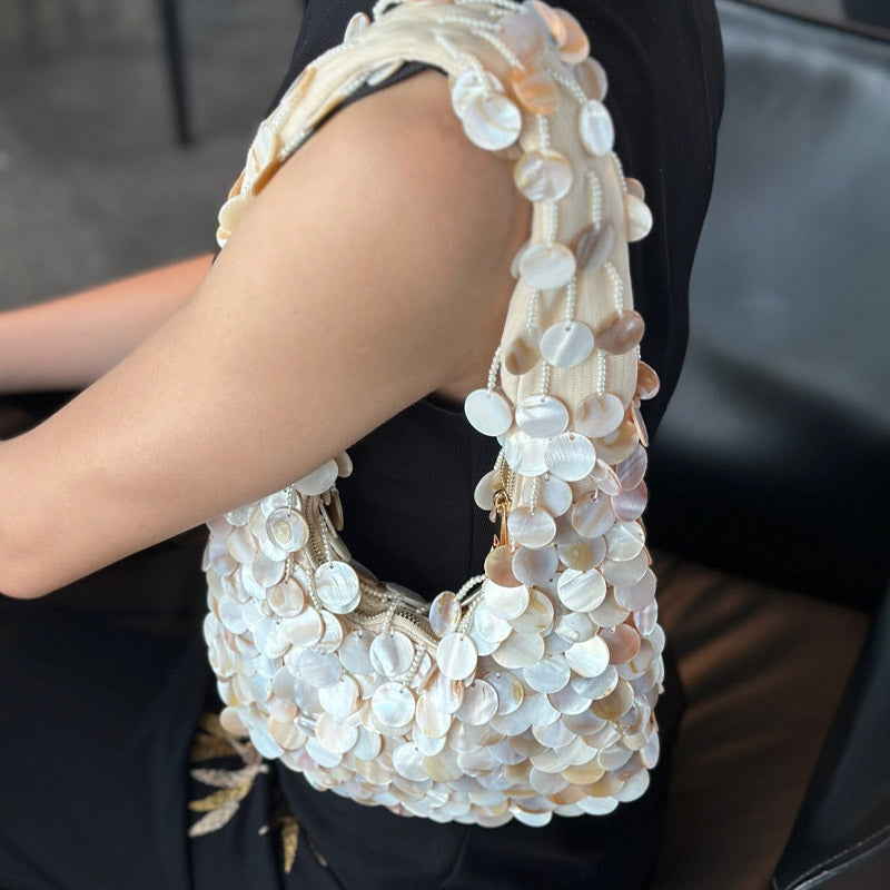 Vintage Natural Shell Handmade Evening Tote Bag 8BW6BBG414