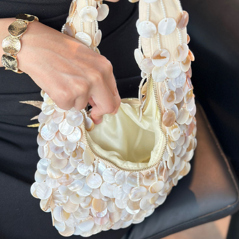 Vintage Natural Shell Handmade Evening Tote Bag 8BW6BBG414