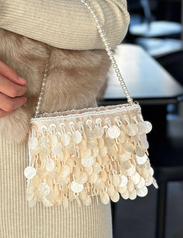 Luxury Handmade Shell Pearl Chain Square Evening Bag 8BW6BBG440