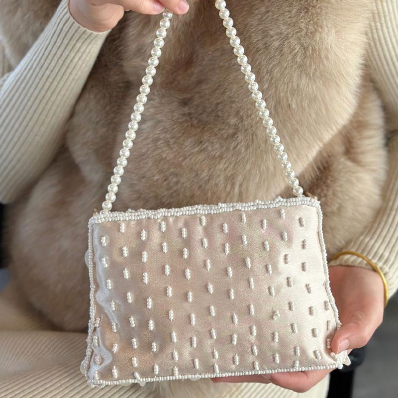 Luxury Handmade Shell Pearl Chain Square Evening Bag 8BW6BBG415