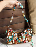 Boho Colorful Stone Beaded Shoulder Bag 8BW6BBG419