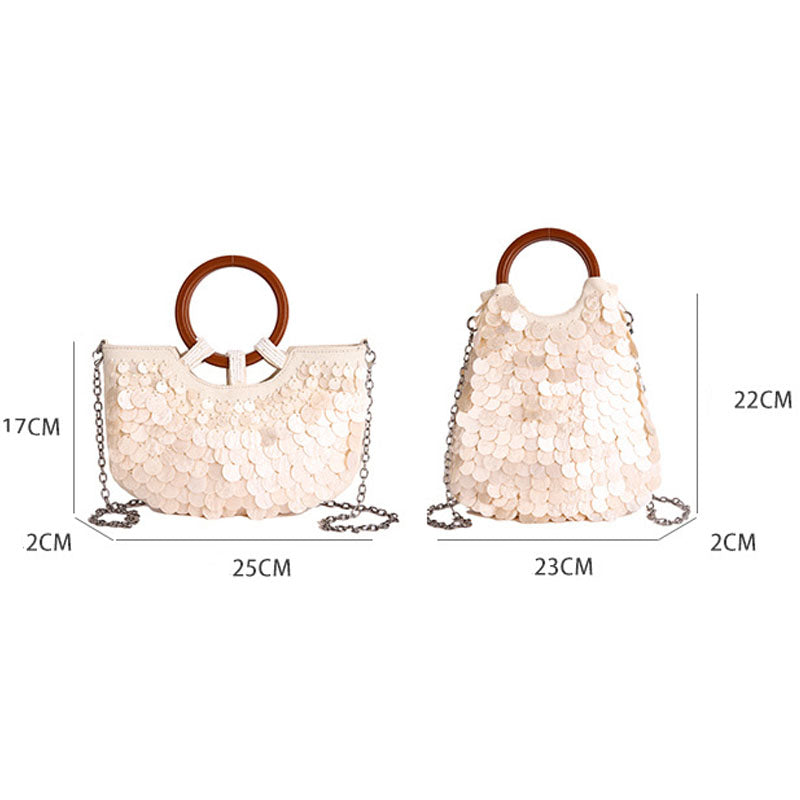 Handmade Shell Top Handle Evening Tote Bag 8BW6BBG421