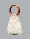 Color Contrast Hollow Hand-Woven Beaded Handbag 8BW6BBG424T