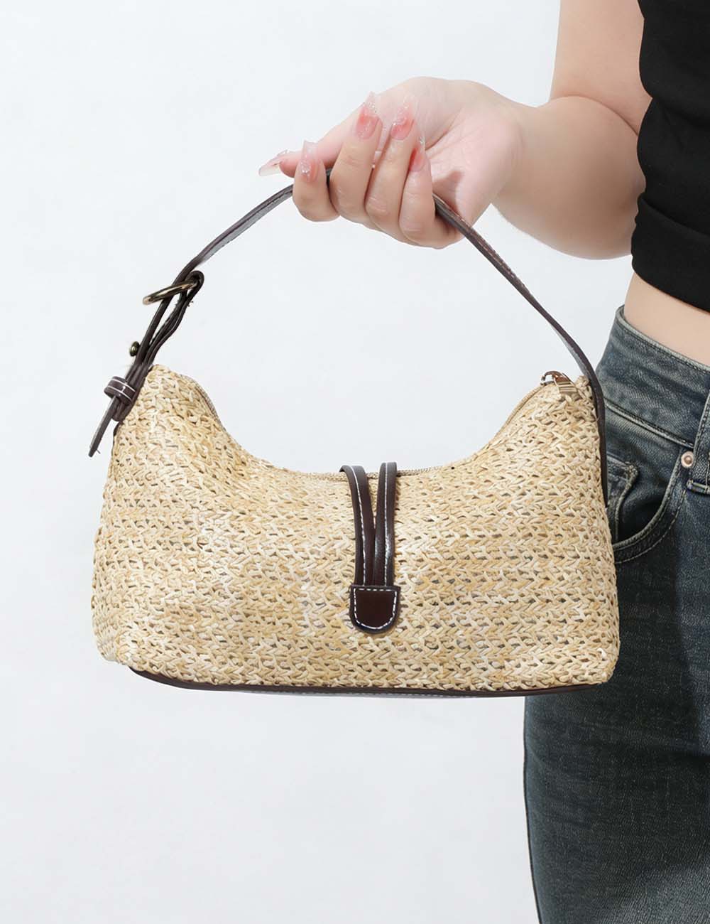 Casual Solid Color Versatile Beach Handbag 8PU6BBG432T