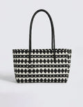 Trendy Hand-Woven Color Contrast Beach Handbag 8PU6BBG435T