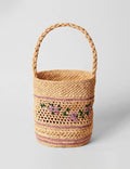 Handmade Straw Woven Flower Bucket Bag 8BW6BBG436T