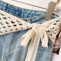Trendy Solic Color Lace Hollow Triganle Hip Scarf 6W1SL16