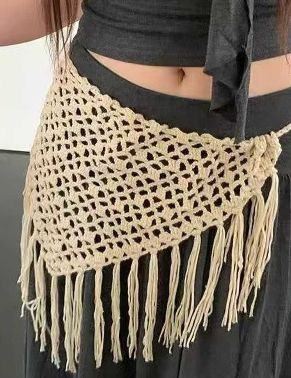 Hand-crochet Triangle Tassel Hip Cover - DippedShop Wholesale - #3939