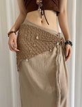 Retro Hand-Crochet Shell Charm Triangle Hip Scarf 6W1SL19