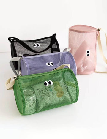Cylindrical Mesh Solid Color Hollow Shoulder Bag 8CW6BBG470L