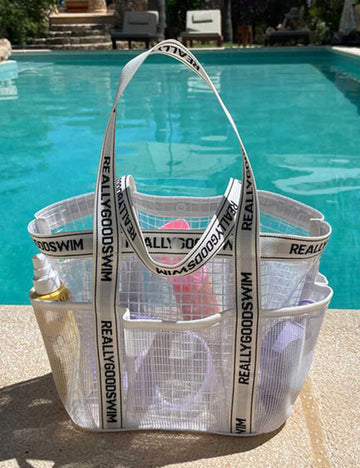 Stylish PVC Mesh Letters Strap Tote Bag 8CW6BBG475L