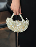 Mini Hand-Woven Pear Beaded Crescent Handbag 8CW6BBG504T
