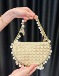 Stylish Hand Woven Pearl Chain Tassel Hangdbag 8CW6BBG505T