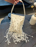 Vintag Beaded Woven Pearl Tassel Underarm Bag 8CW6BBG507T