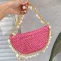 Trendy Straw Woven Pearl Tassel Underarm Bag 8CW6BBG510T