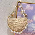 Trendy Straw Woven Pearl Tassel Underarm Bag 8CW6BBG510T