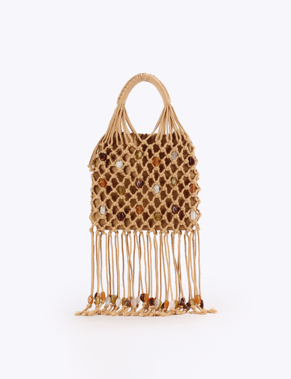 Vintage Hollow Hand Made Beaded Tassel Handbag 8CW6BBG515T