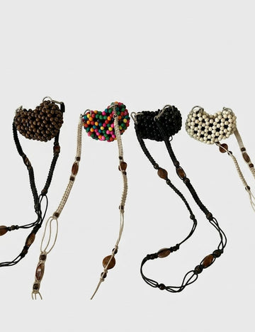Cute Hand Made Colorful Beaded Heart Crossbody Bag 8CW6BBG520L