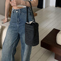 Minimalist Solid Color Hollow Straw Handbag 8CW6BBG522L