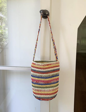 Boho-Style Multi Color Striped Woven Shoulder Bag 8CW6BBG524L